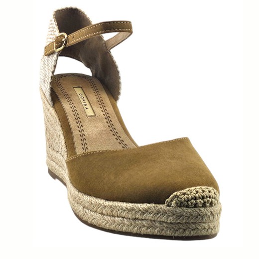 Sandalias De Plataforma Valenciana Camel Con Cu A De Yute De Corina