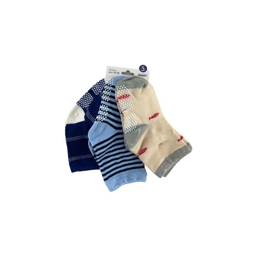 3 pares de calcetines para bebes de 9-18 meses color azul celeste y beige