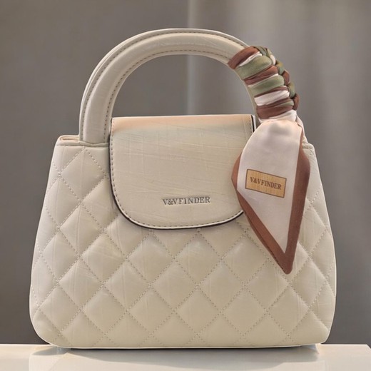 Bolso bege acolchado con estilo clásico y correa ajustable