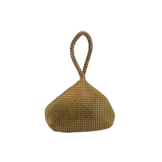 Bolso de diamante de mano triangular color oro