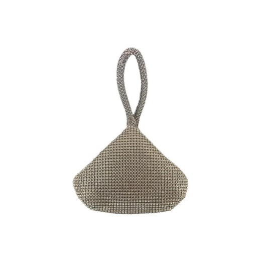 Bolso de diamante de mano triangular color plateado