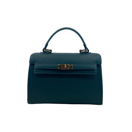 Bolso de mujer color azul claro con acabados dorado de piel ecológica