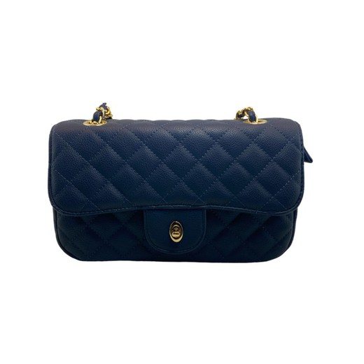 Bolso de mujer color azul de piel vegana rombos