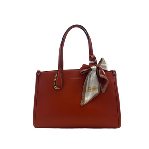 Bolso de mujer color rojo con detalles dorados de piel ecológica