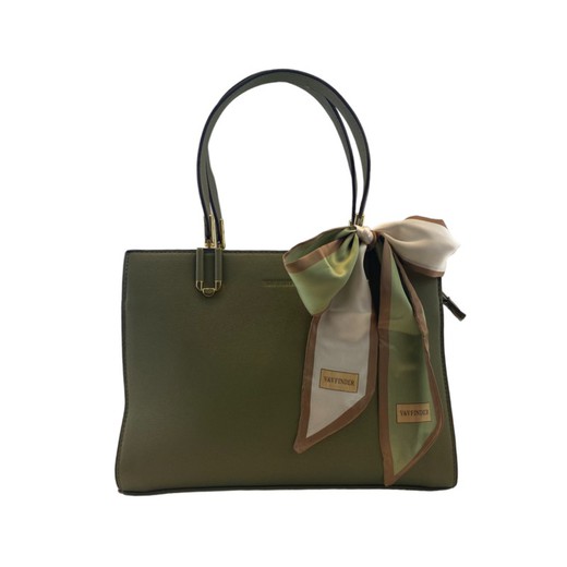 Bolso de mujer color verde con detalles dorados de piel ecológica