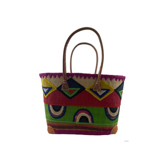 Bolso pequeño de esparto multicolor con diseño único y artístico