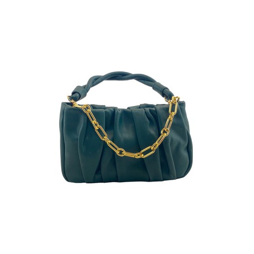 Bolso pequeño para mujer acolchado de color verde con cadena dorada