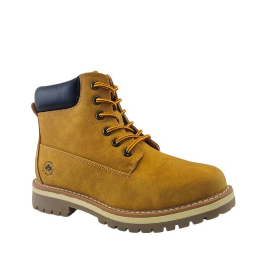 Bota casual para hombre de cuero sintético en color camel con suela antideslizante