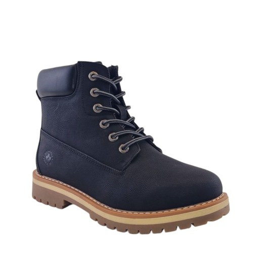 Bota casual para hombre de cuero sintético en color negro con suela antideslizante