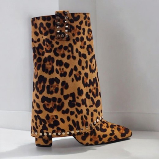 Botas Boho-Biker con estampado de leopardo