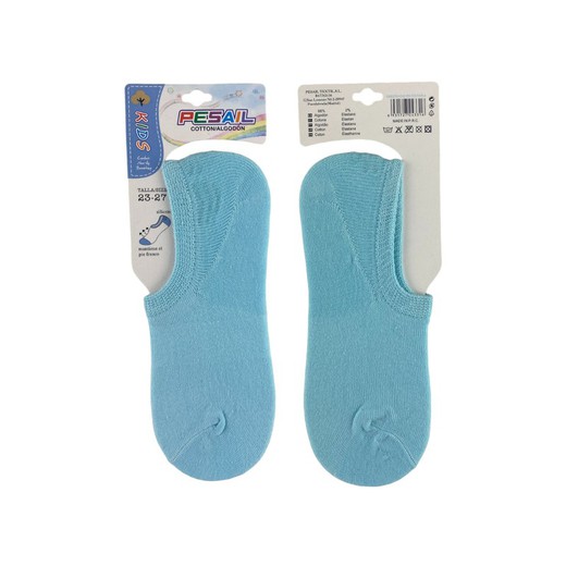 Calcetines tobilleros para niño color celeste talla de la 23 a la 27