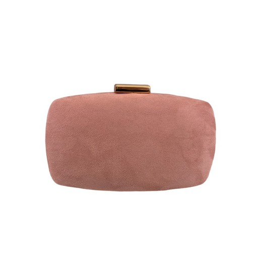 cartera de mano rosa pastel bolso de fiesta de ante con cadena dorada