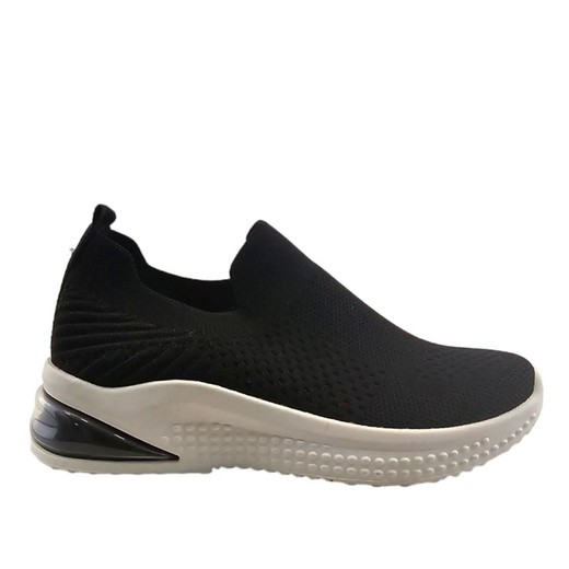 Deportivas slip-on para niñas en tejido elástico tipo calcetín, color negro