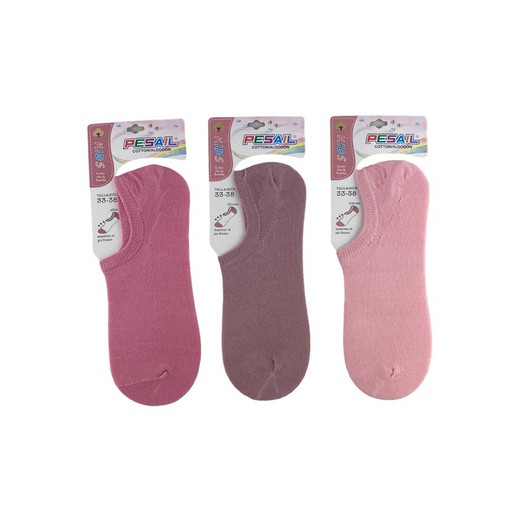 Pack de calcetines tobilleros para niño tonos rosados dela talla 33 a la 38