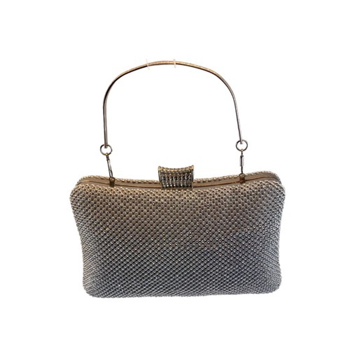 Pequeño bolso de mano brillante para mujer color plateado