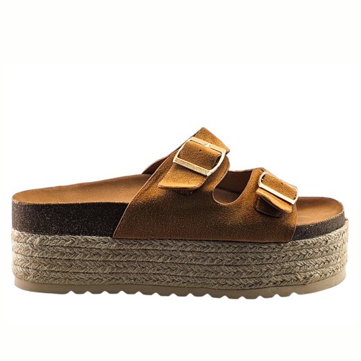 sandalia camel con plataforma