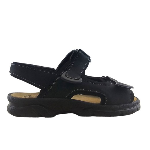 Sandalias de hombre color negro con planta de piel y suela de goma