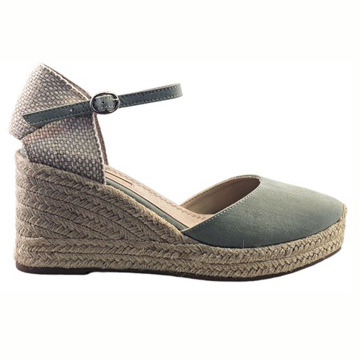 Sandalias de Plataforma Valenciana Verde con Cuña de Yute de Corina