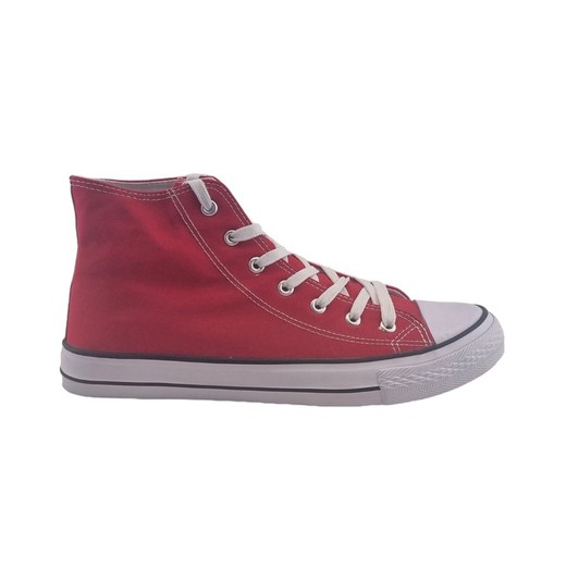 Zapatilla deportiva alta roja al estilo converse