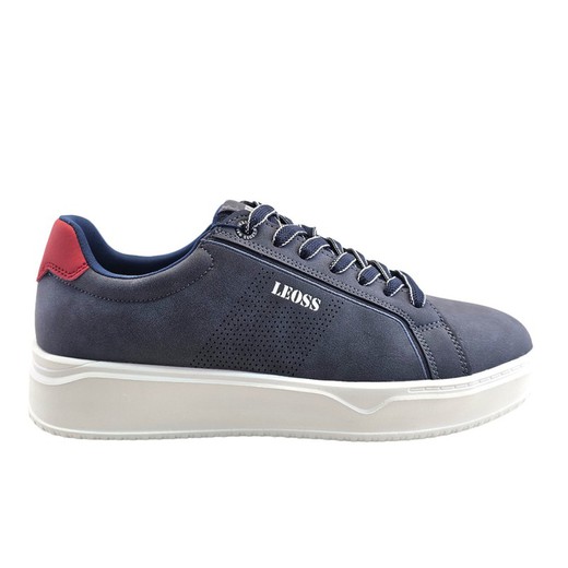 Zapatilla deportiva casual azul con cordones y suela blanca