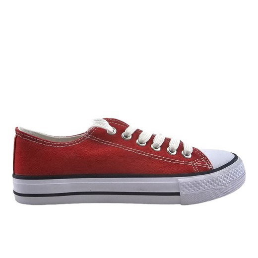 Zapatillas de lona planas color rojo para mujer