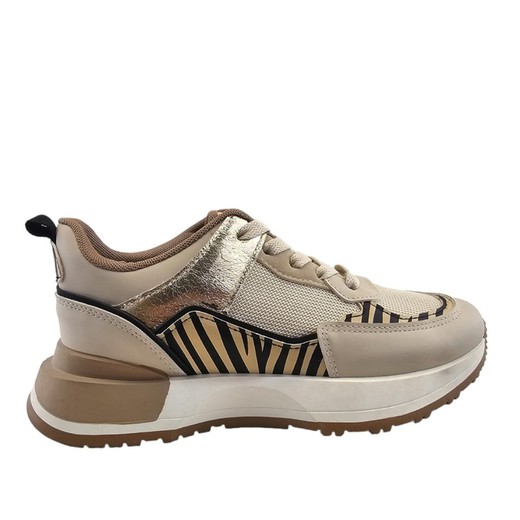 Zapatillas deportivas beige con estampado zebra