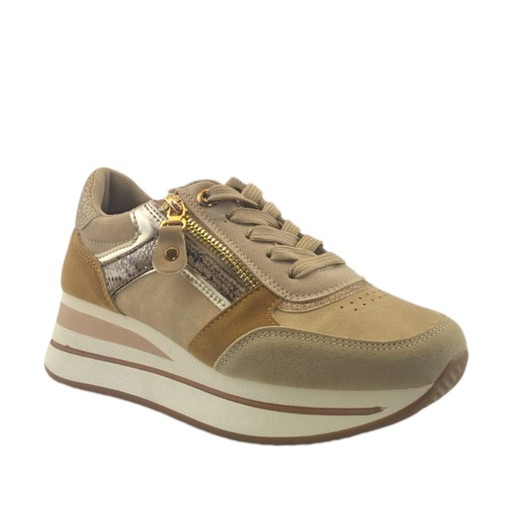 Zapatillas deportivas en khaki urbanas con plataforma y detalles metálicos