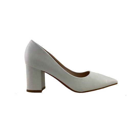 Zapato clásico de salón en antelina color blanco Zoe blanco