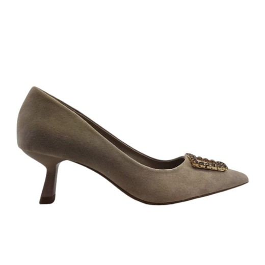 Zapato de salón elegante beige con adorno central