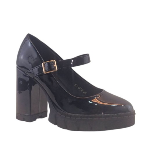 Zapato Mary Jane de charol negro con tacón alto y plataforma