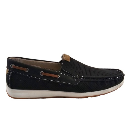 Zapato mocasín para hombre color negro transpirable y veraniego