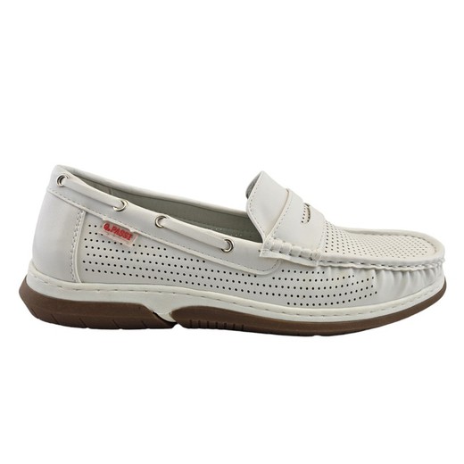 Zapato mocasín para hombre ligero y transpirable de color blanco