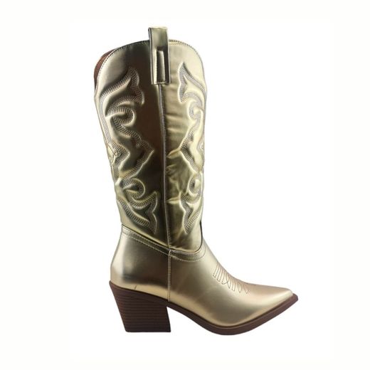 Botas camperas/vaqueras doradas con tacón marca Corina