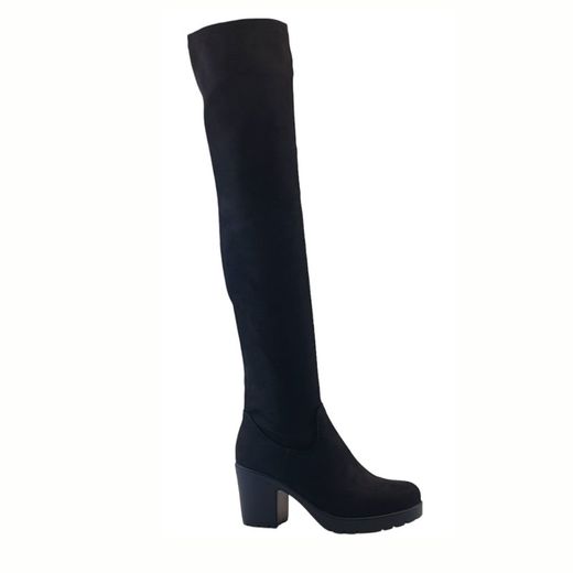 Botas altas de ante con tacón en color negro