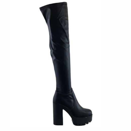 Botas altas de piel vegana de plataforma con tacón