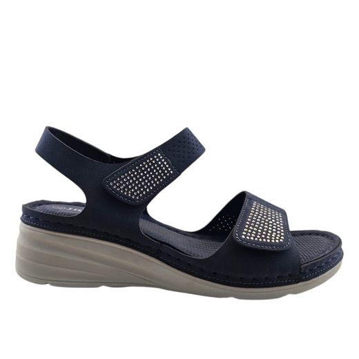 Sandalias en color azul con 2 tiras y cierre de velcro marca Kaneki