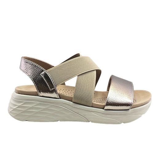 Sandalias color champagne con tiras elásticas marca Kaneki