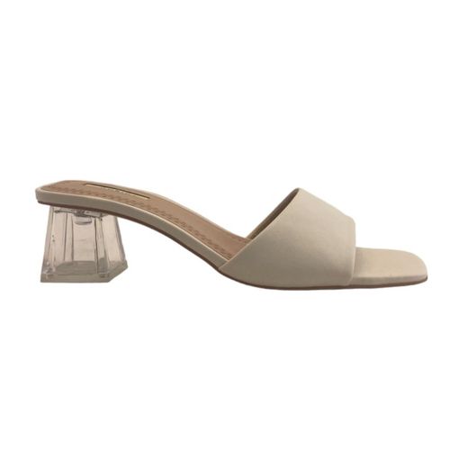 Sandalias con tacón cuadrado transparente color beige marca Kaneki