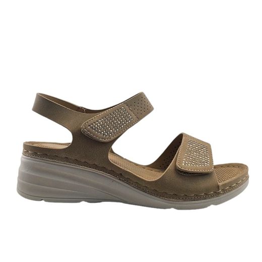 Sandalias en color beige con 2 tiras y cierre de velcro marca Kaneki