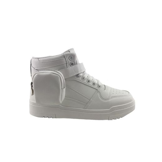 Zapatilla Alta Unisex para Niños en Color Blanco con Monedero Incorporado