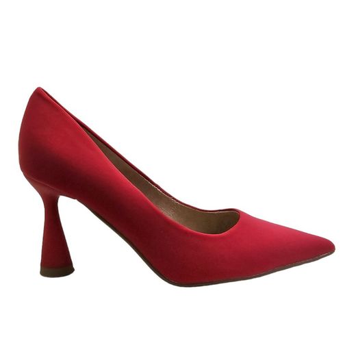 Zapatos de tacón alto tipo salón en rojo con corte tejido y punta elegante marca Corina